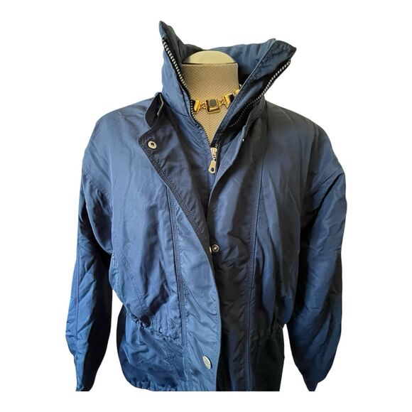 Metropolis Women's Size 14 Winter Parka Coat Jacket Blue Quilted Full Zip Logo - Picture 3 of 11